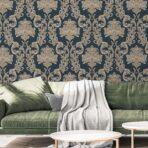 Damask Rich Ornament Wallpaper Blue Brown Code 6808-5 - Image 2