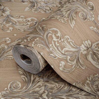 Damask Rich Ornament Wallpaper Fawn Brown Code 6808-4