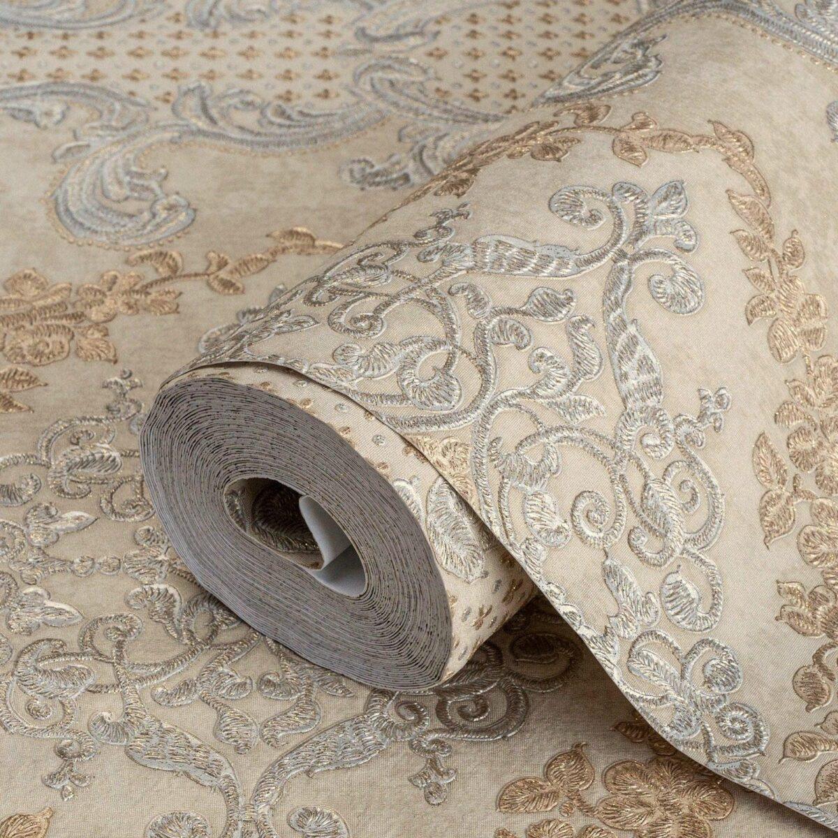 Damask Pattern Wallpaper Light Beige Code 6802-2 - Image 1