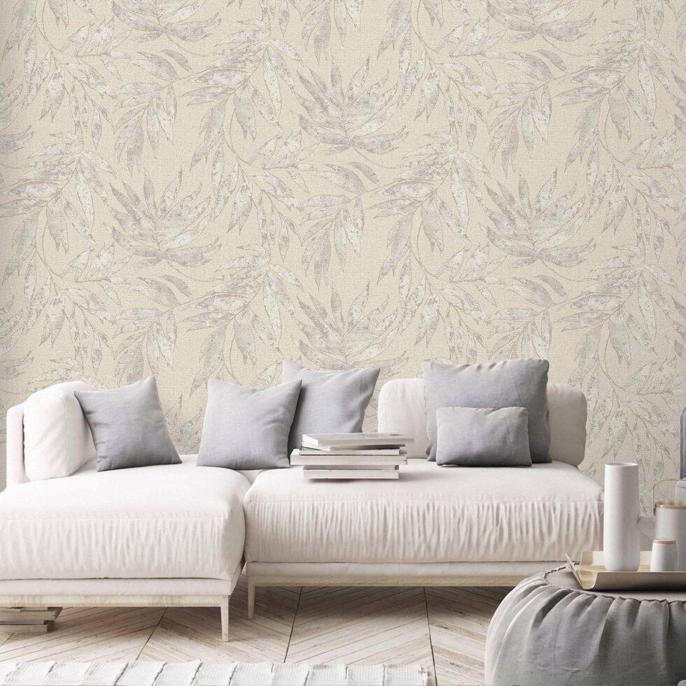 Leaf Pattern Wallpaper Beige Code 1012-2 - Image 6