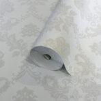 Modern Damask Pattern Wallpaper, Colour White Code 24206-1