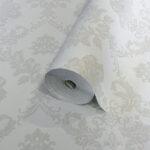 Modern Damask Pattern Wallpaper, Colour White Code 24206-1