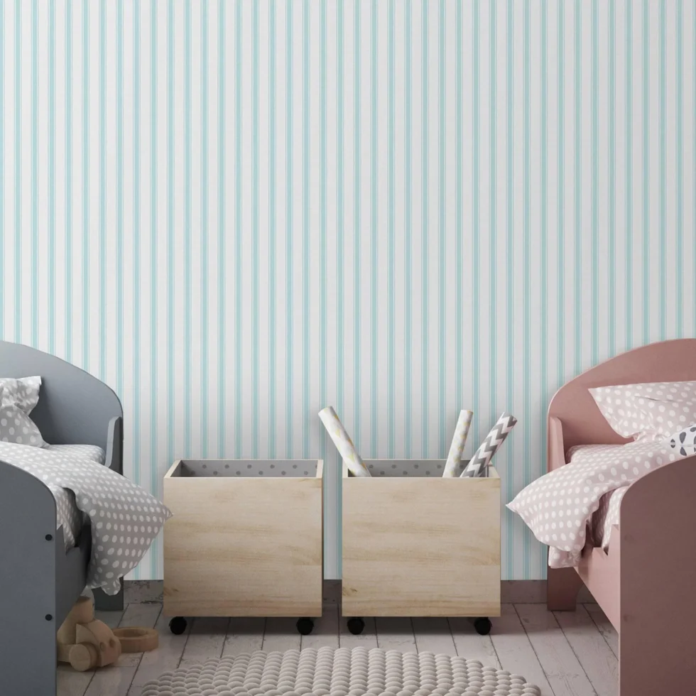 Classic Striped Kids Room Wallpaper Colour Blue, Light  Code 8900-4