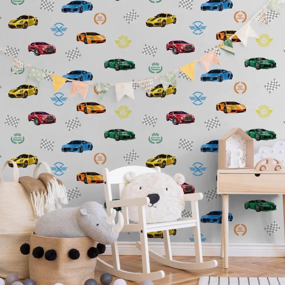 Racing Themed Wallpaper for Car and Speed Loving Kids Colors Light, Gray Code 8909-2 - Image 5