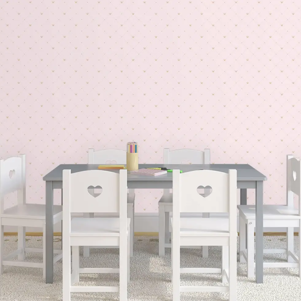 Geometric Mini Crown Detailed Wallpaper Colors Light, Pink Code 8911-2