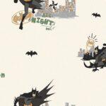Batman Figures and Light Colored Wallpaper Colors Beige, Black, Light Code 8918-2