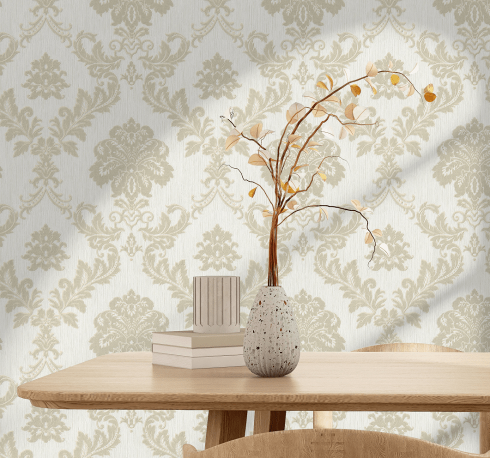 Modern Damask Pattern Wallpaper, Colour Cream Code 24206 - 2 - Image 2