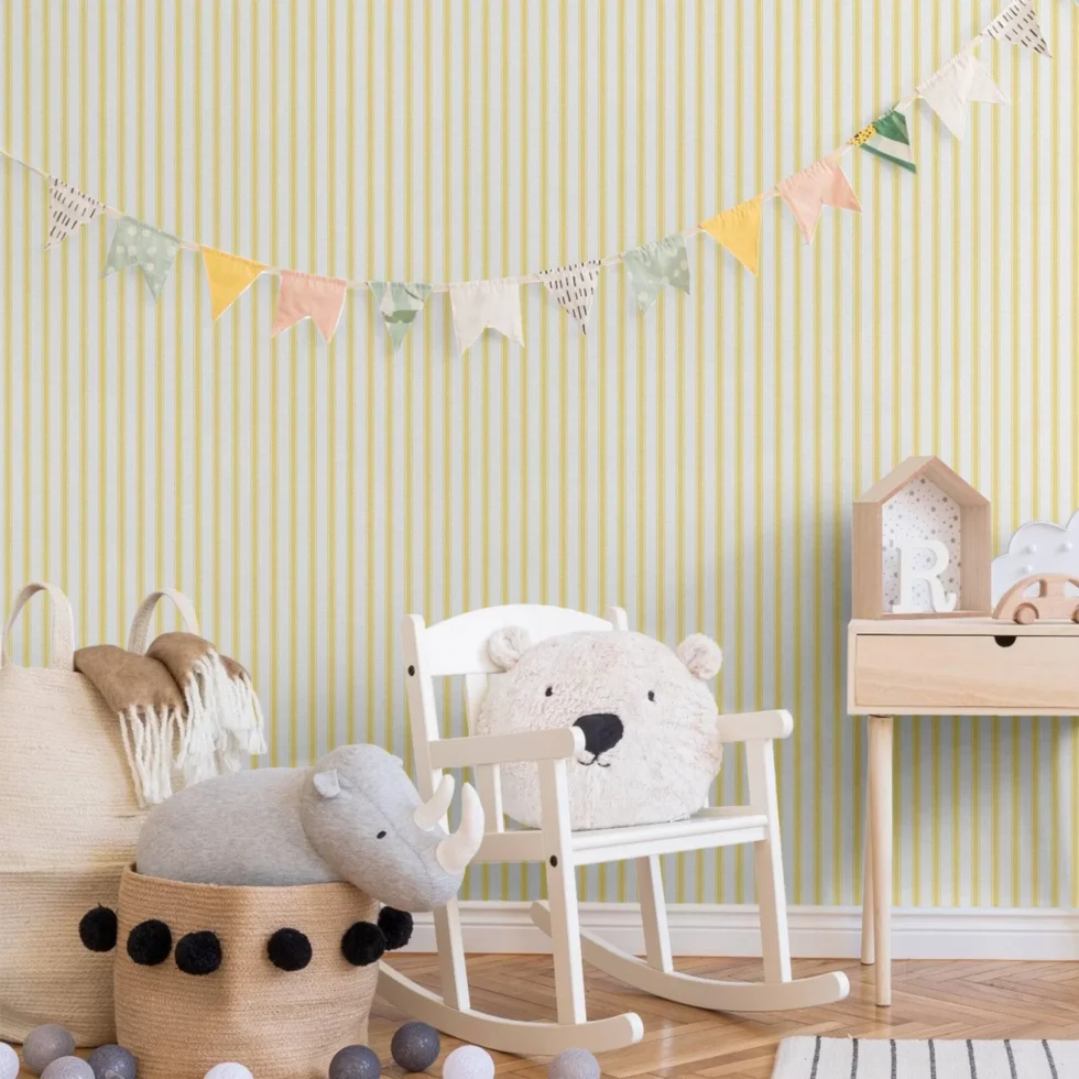 Classic Striped Kids Room Wallpaper Colour Light, Yellow  Code 8900-2