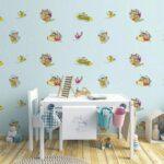 Flintstones Cartoon Themed Wallpaper Colors Blue, Light Code 8923-1
