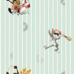Looney Tunes Characters Playing Music Wallpaper Colors Green, Light Code 8936-2