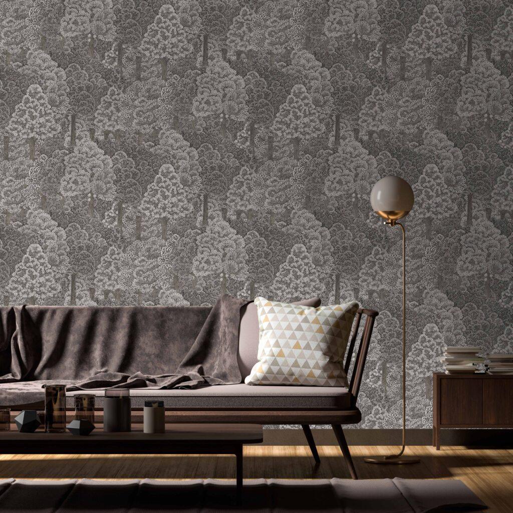 Icon Forest of Forms Design Wallpaper, Anthracite Gray Colour, Code 24107-3 - Image 3