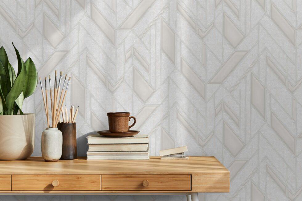 Icon Infinite Shapes Design Wallpaper, White Colour, Code 24113-1 - Image 2
