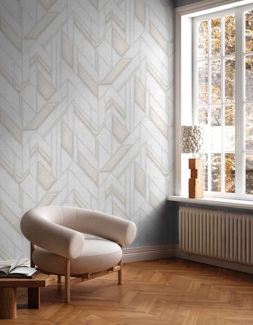 Icon Infinite Shapes Design Wallpaper, White Colour, Code 24113-1 - Image 3
