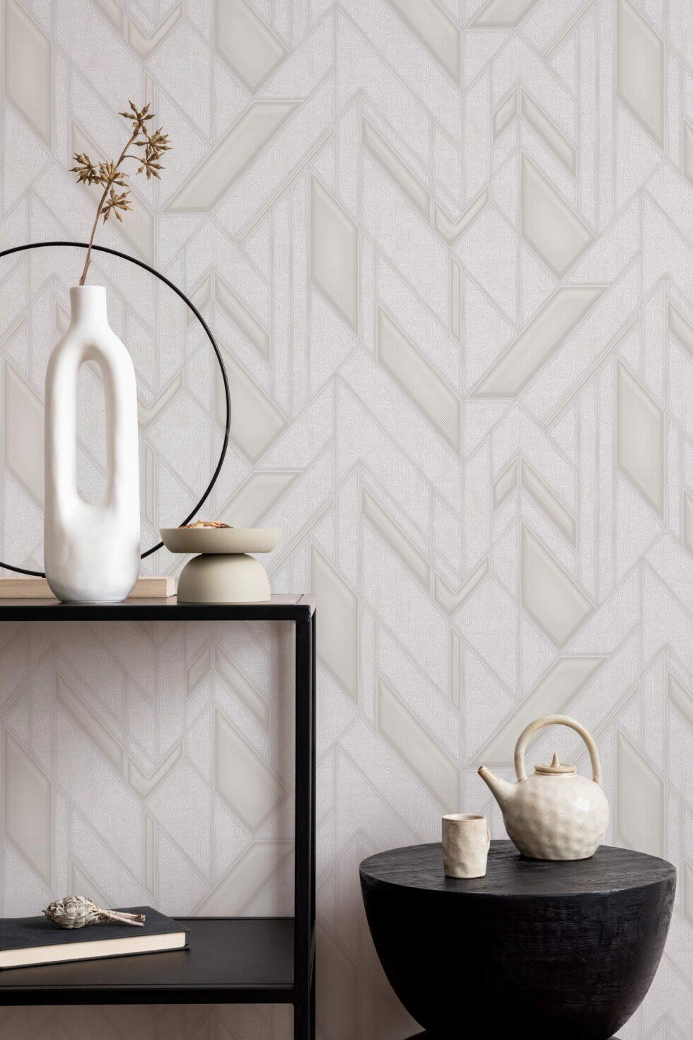 Icon Infinite Shapes Design Wallpaper, White Colour, Code 24113-1 - Image 4