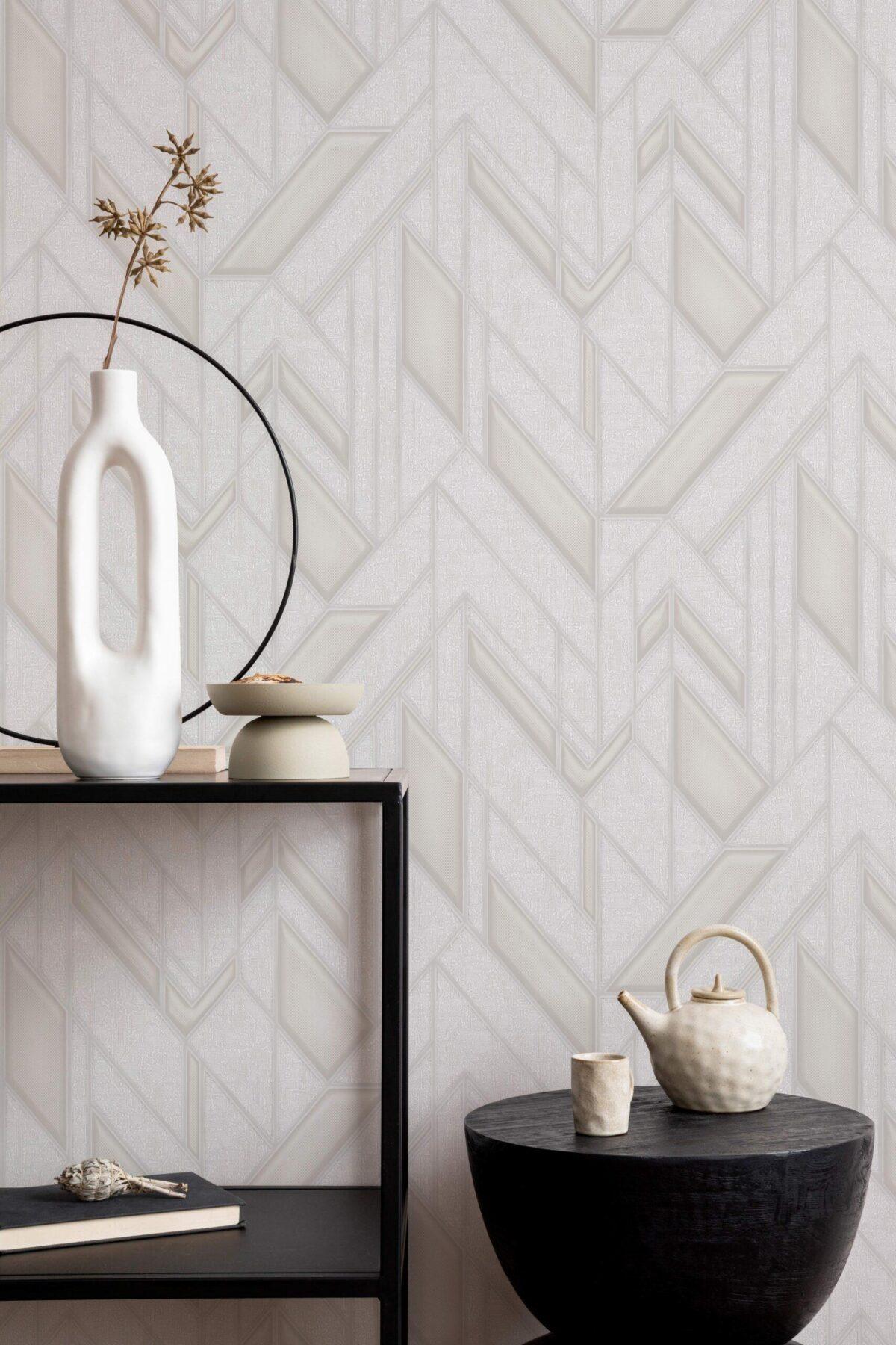 Icon Infinite Shapes Design Wallpaper, White Colour, Code 24113-1 - Image 4