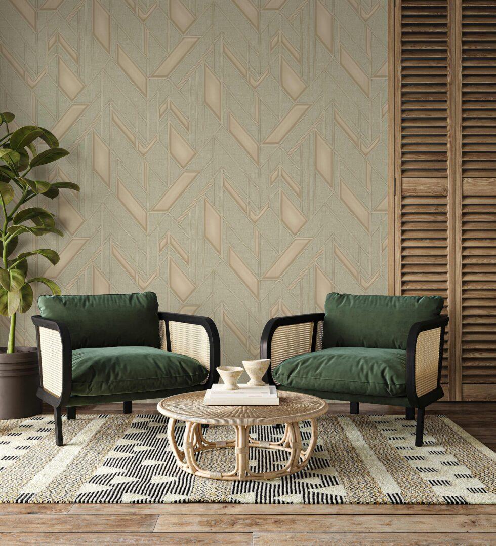 Icon Infinite Shapes Design Wallpaper, Green Colour, Code 24113-3 - Image 4