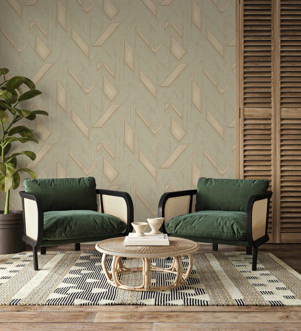 Icon Infinite Shapes Design Wallpaper, Green Colour, Code 24113-3 - Image 4