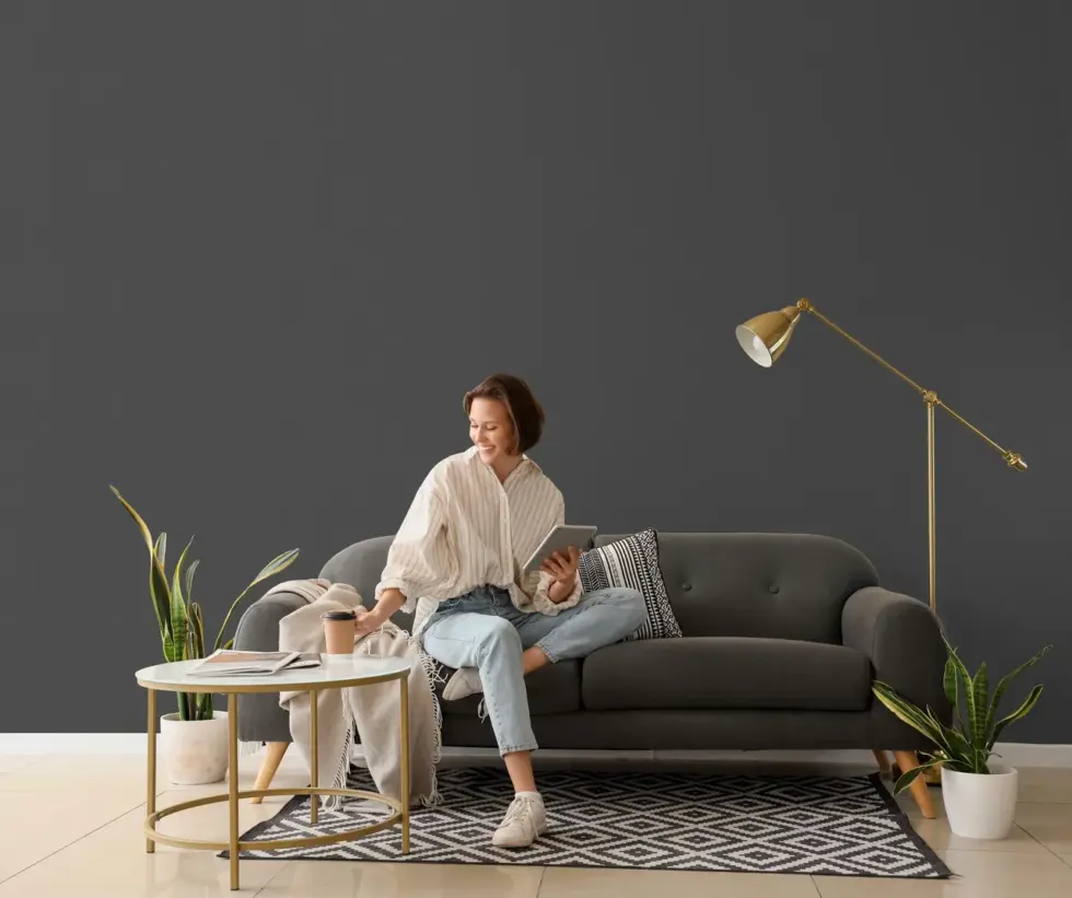 Modern Plain Pattern Wallpaper, Colour neutral Charcoal 24201-8 - Image 4