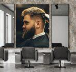 Barber Shop, VINYL FABRIC TEXTILE Wall Mural in Different Texture, Code B164. It is produced as ONE PIECE WITHOUT JOINT.